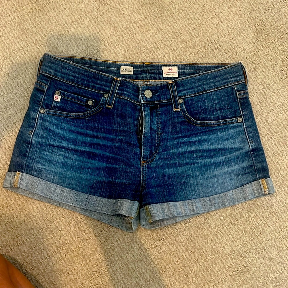 Sz 28 AG Pixie Roll Up Jean Shorts Denim